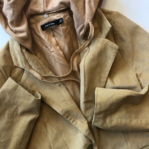 Doe & Rae Tan Corduroy Blazer with Hood